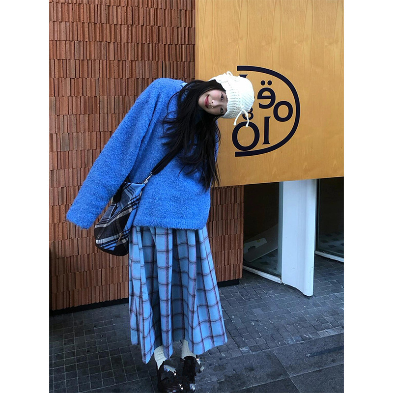 秋冬高级感独特绝美漂亮超好看韩系减龄搭配小香风针织一整套装裙|undefined