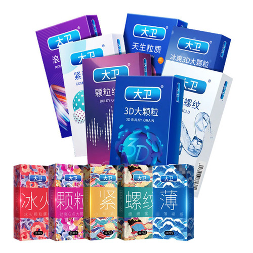 David 10-pack 003 Ice and Fire Ultra-Thin Condoms Threaded Granules Condoms for Men and Women for Couple Fun