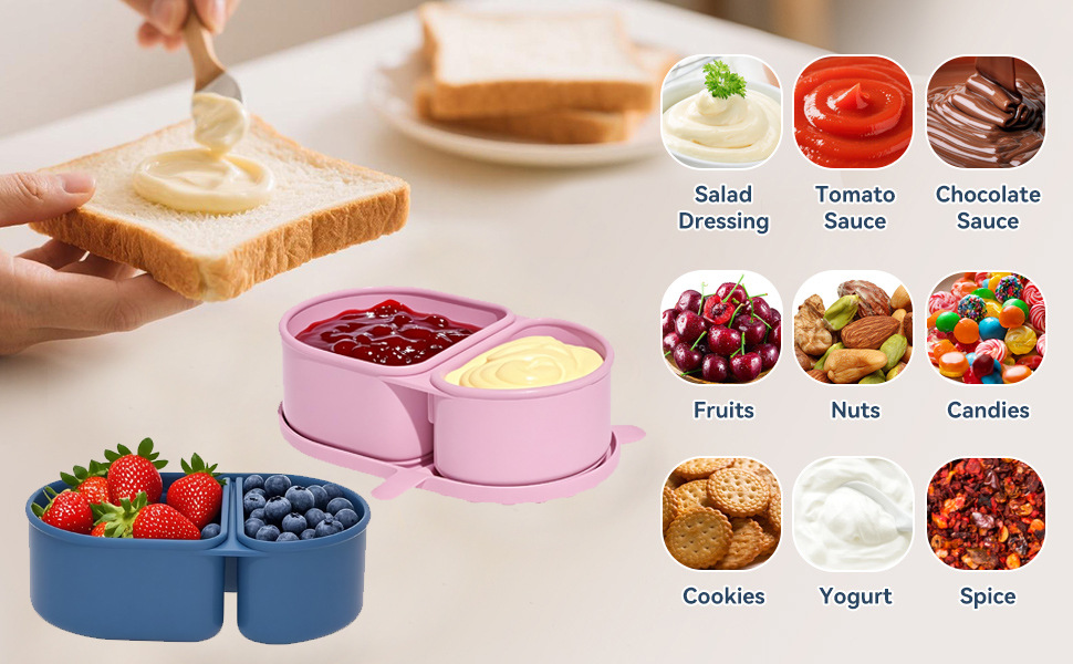 silicone snack container硅胶双格调味