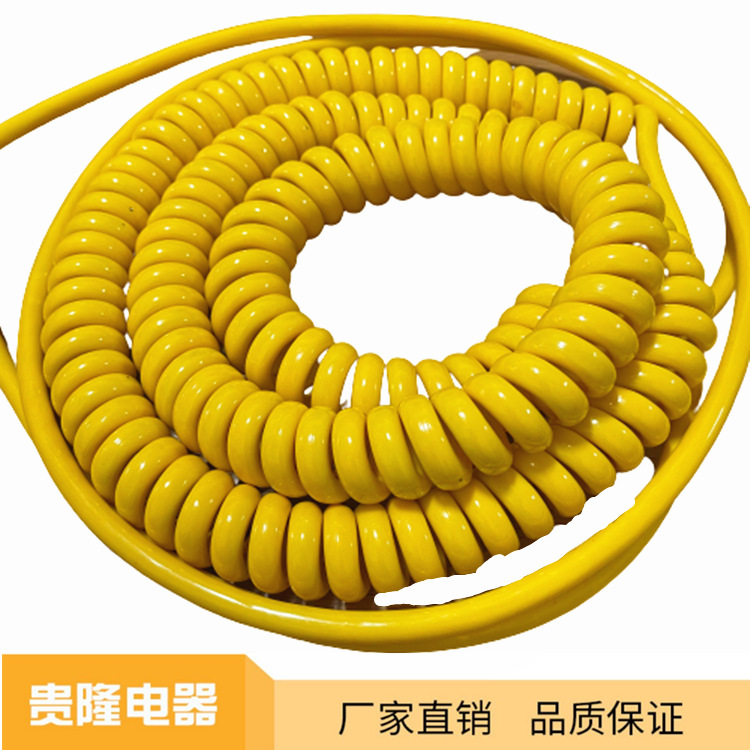 黄色3芯TPU线弹簧弹弓线3*18亮面  弹力伸缩线升降机弹簧线起重线