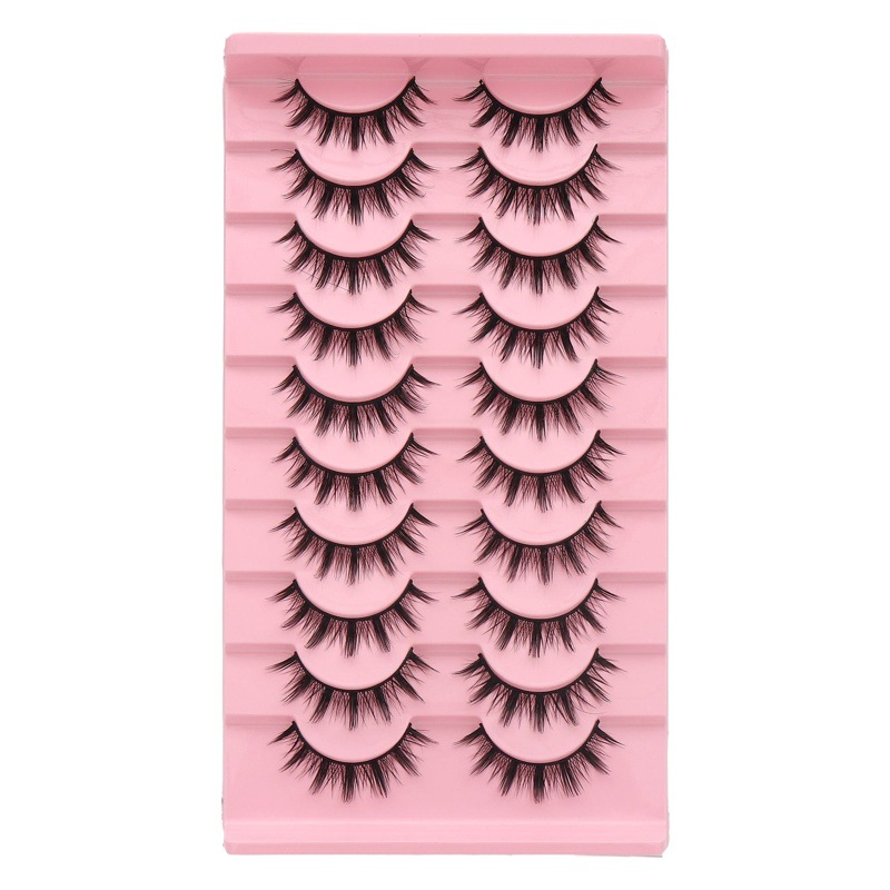 En stock una caja de 10 pares 009 pequeño diablo pestañas falsas natural multi-nivel 3D tridimensional pestañas fábrica al por mayor