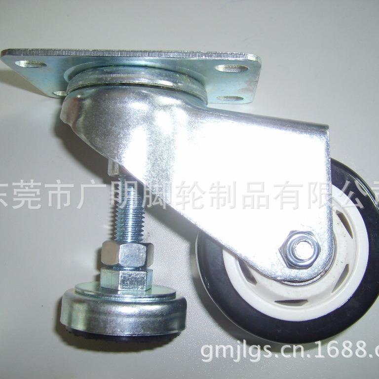 专业生产 3寸 4寸黑色通花水平可调节脚轮 带脚杯