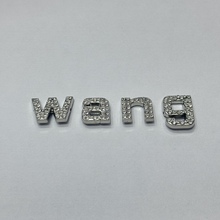 wang合金单面A钻手缝字母牌金属手工标现货金属装饰商标服装辅料