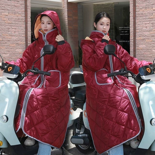 冬款男女骑行电瓶车挡风衣防寒保暖摩托车加厚加绒防风衣保暖罩衣