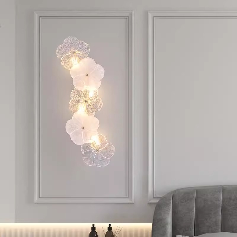 French Style Light Luxury Wall Lamp Living Room Background Wall Decorative Lamp Modern Simple Glass Flower Entrance Wall Mounted Lamp New Style French Style Light Luxury Wall Lamp Living Room Background Wall Decorative Lamp Modern Simple Glass Flower Entrance Wall Mounted Lamp New Style