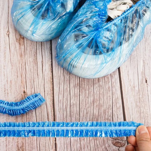 Disposable shoe covers, thickened plastic PE shoe covers, waterproof shoe covers, transparent 100-piece pack, breathable, dustproof, slip-resistant foot covers