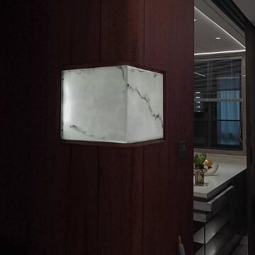 Cross-Border Invoice-Free Simple Corner Wall Lamp Black Pattern Translucent Imitation Marble Lobby Restaurant Bar Resin Led Wall Lamp