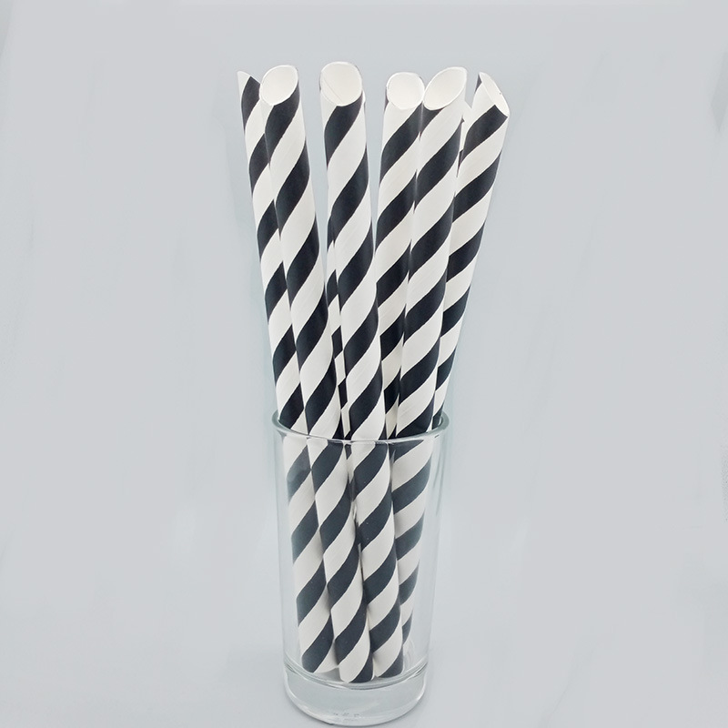 12mm gran diámetro colorido rayas puntiagudas boca papel paja desechable degradable durable perla leche té paja