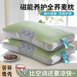 Cooling Ice Silk Magnetic Energy Pillow for Cervical Spine Discomfort, a Pair of Buckwheat Pillow Cores for Home Neck Protection to Help Sleep and Harden the Whole Head