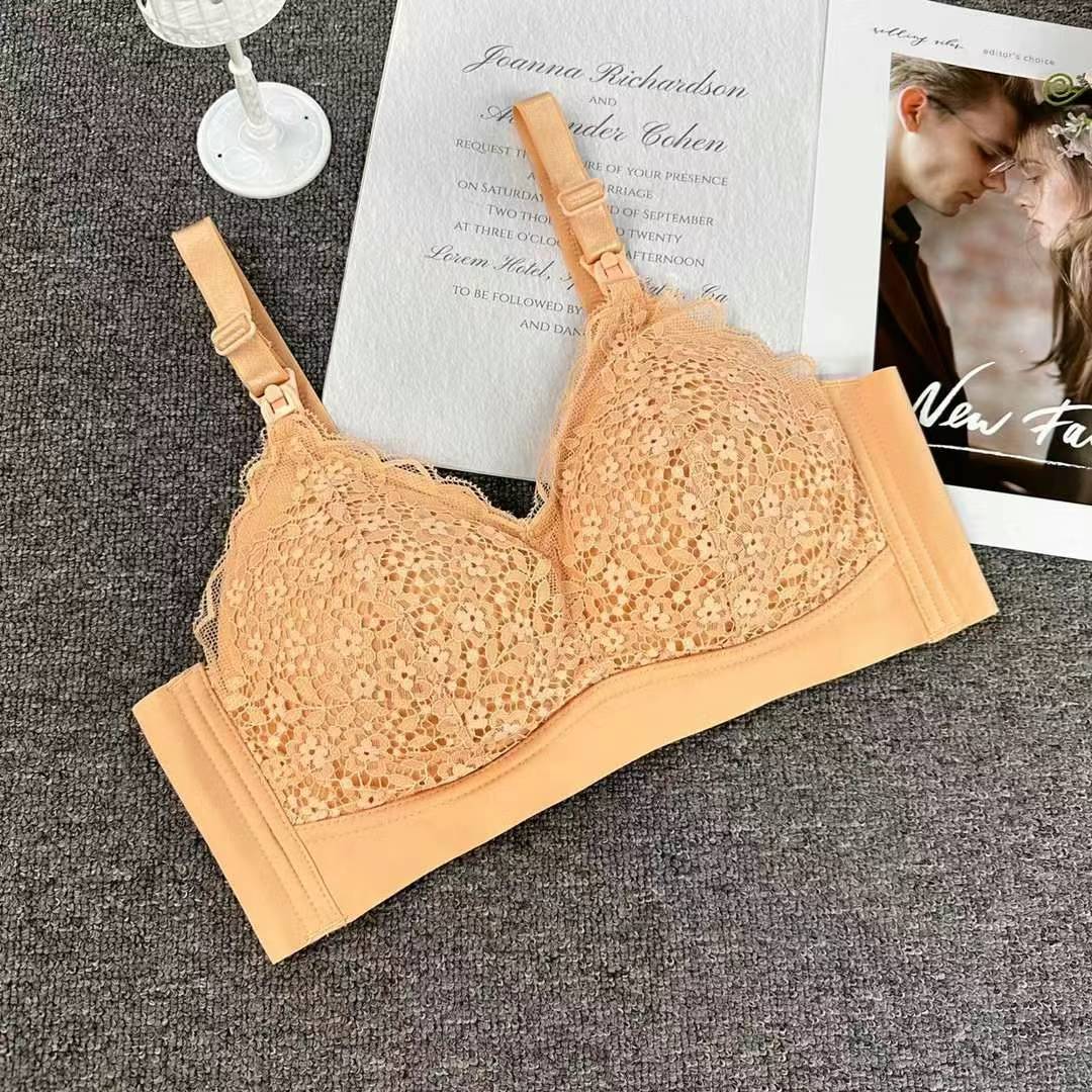 Nuevo tipo de embarazada sin anillo de acero abierto delantero de botón grande bra de lactancia de lactancia ajustable de encaje sujetador ropa interior