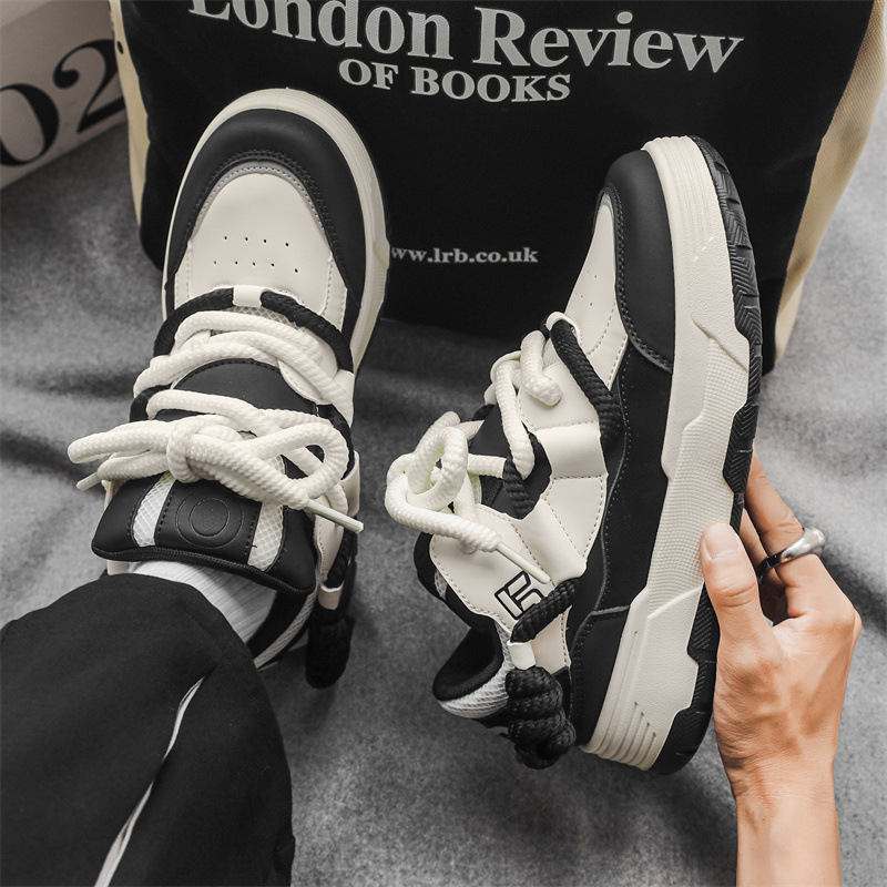 2023新款厚底增高板鞋男低幫國潮小眾麵包運動休閒男鞋潮代發C213