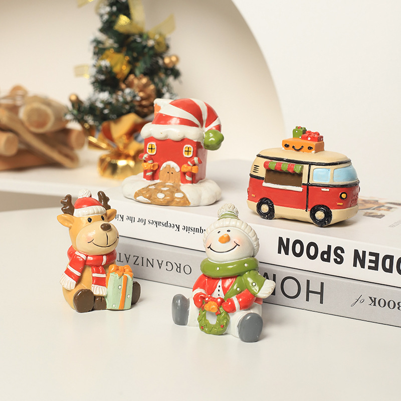 Cruz-Frontera de dibujos animados árbol de Navidad resina decoración creativa hogar sala de estar decoración de Santa Claus muñeco de nieve regalo de los alces