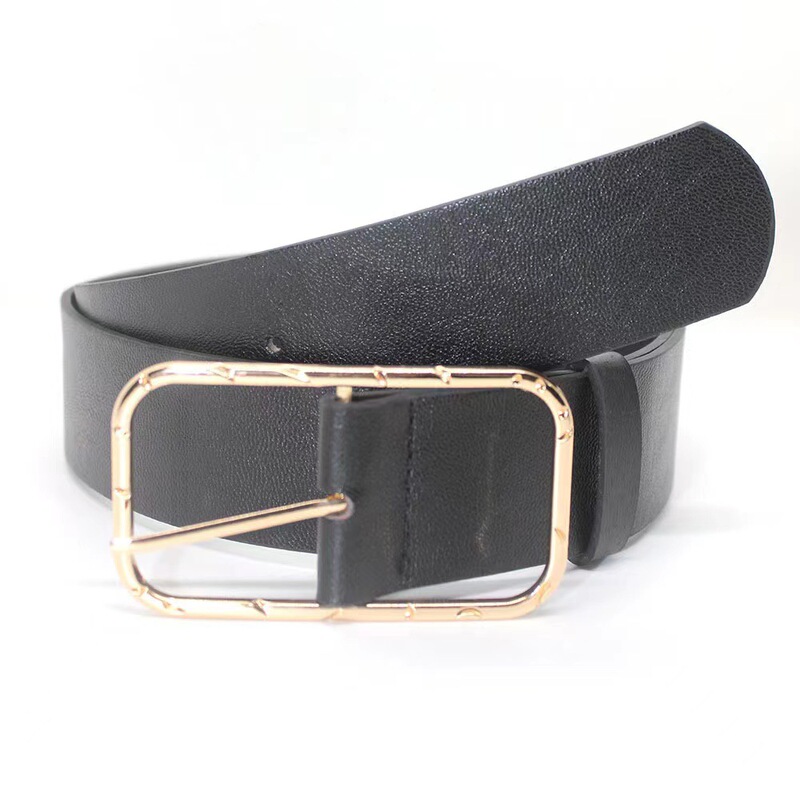 New Cross-border Fashion Belt Women's Fashion Personality Square Buckle Matching Dress Jeans Belt Wide Belt