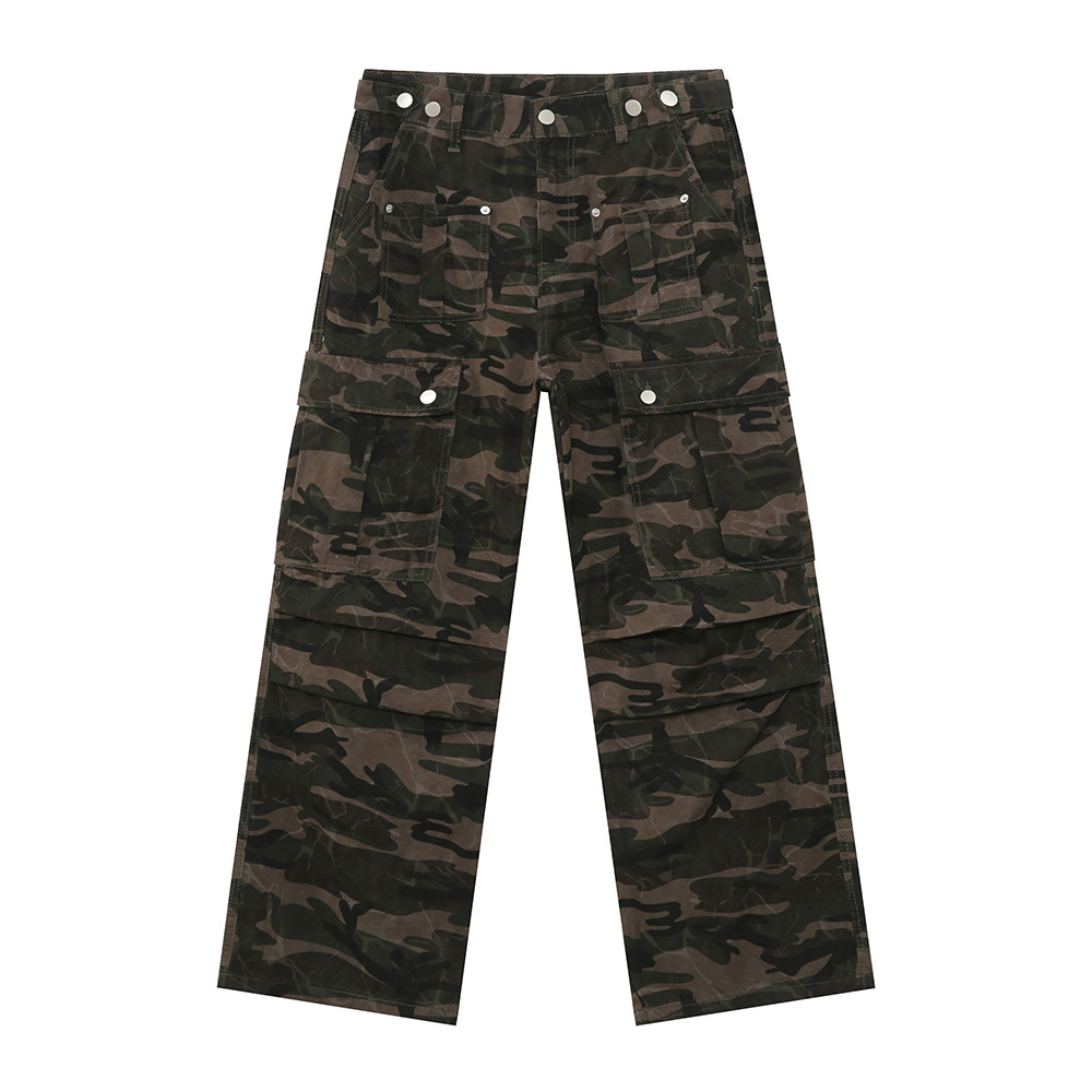 MTLCLOTHES Hombres| High Street Cleanfit diseño de pliegues americanos para hombres y mujeres camuflado pantalones de trabajo de bolsillo