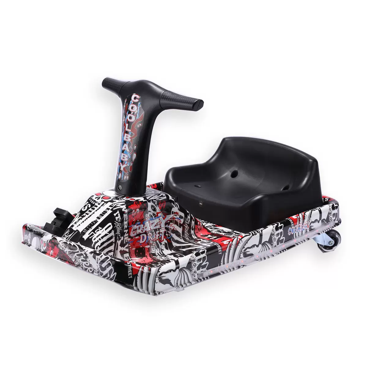 新款T型转把电动漂移车疯狂车儿童迷你电瓶车滑板车电动滑板车