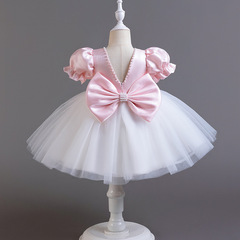 Cross-border little girl ballgown princess dress piano performance birthday flower child bowknot tutu children's performance dress
