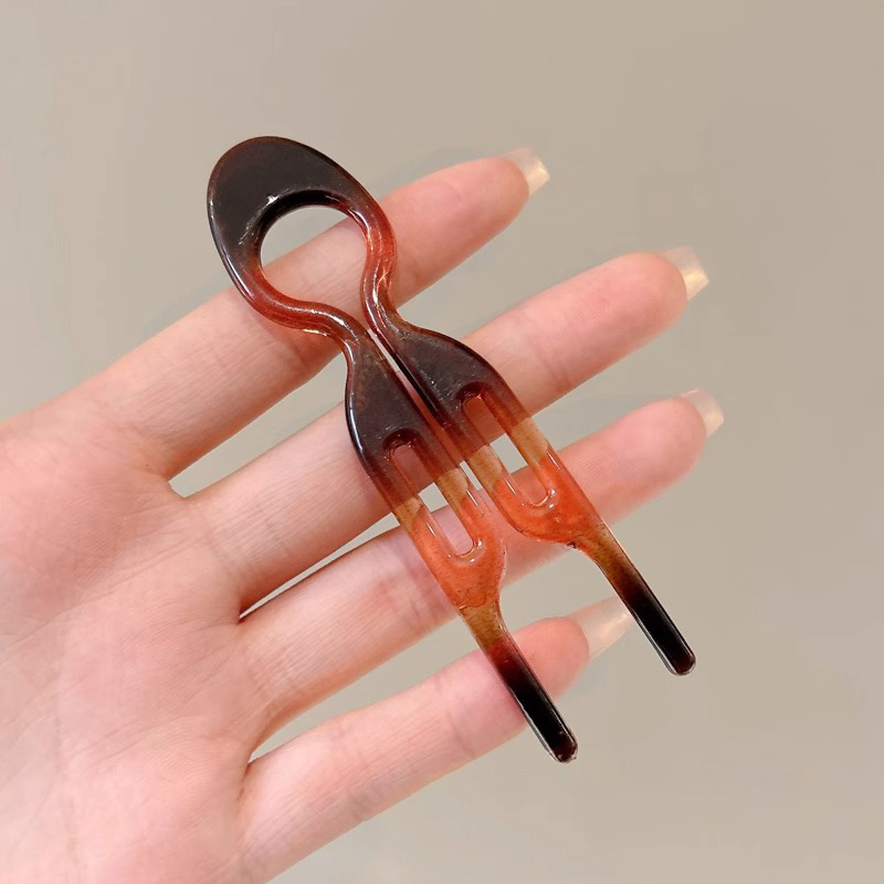 Nuevo clip de cabello de moda tocado de cabello de mujer tarjeta de cabello detrás de la cabeza de la cabeza de la cabeza de la persona perezosa máquina de cabello en forma de U doble inserción americana