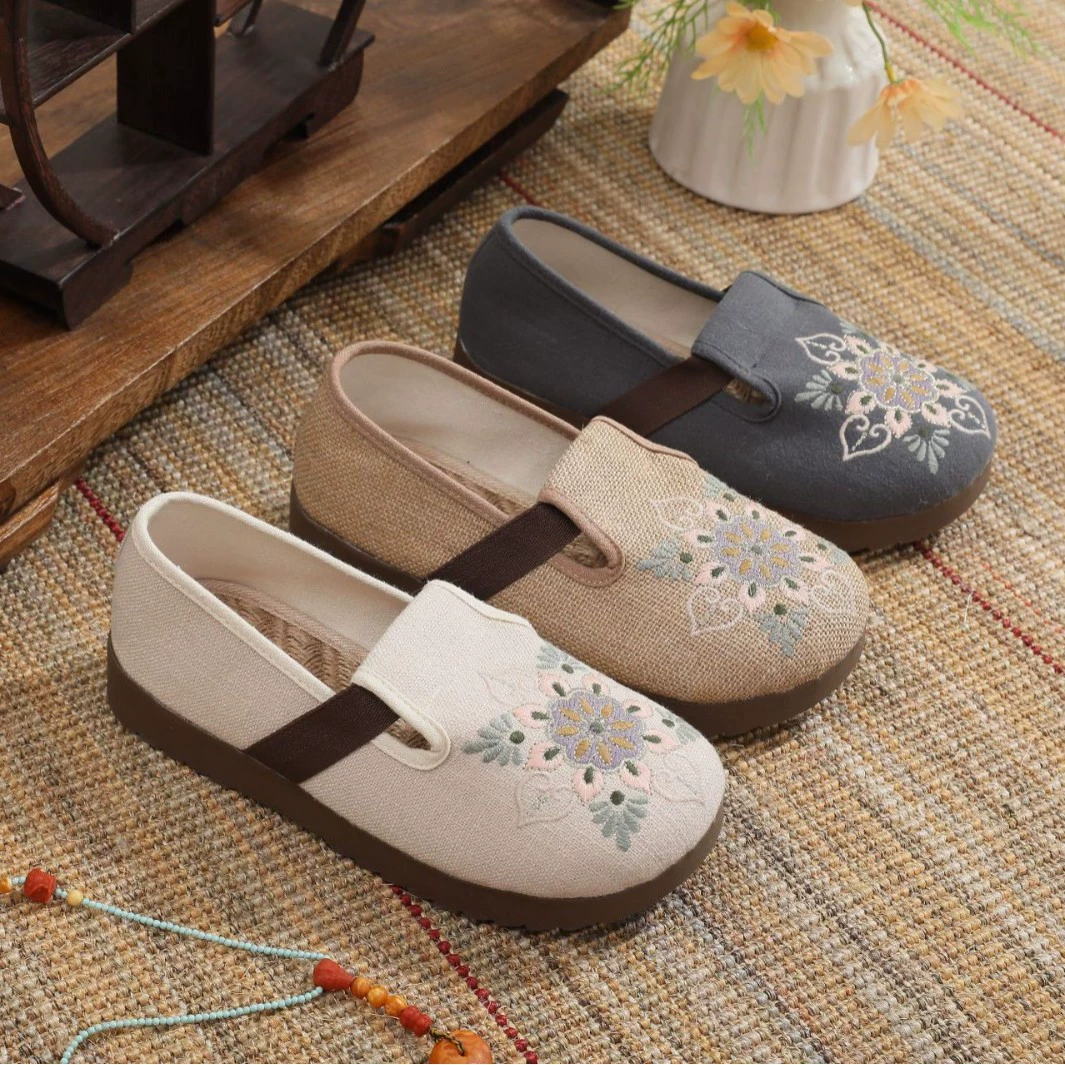 Весенние туфли Birkenstock 2025, старые пекинские вышитые туфли, производитель тканевых туфель, оптовая продажа повседневной обуви, ленивые тапочки