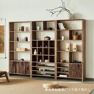 Vintage-Style Elm Wood Display Shelf for Living Room, Entrance, Tea Room, or Guesthouse Storage