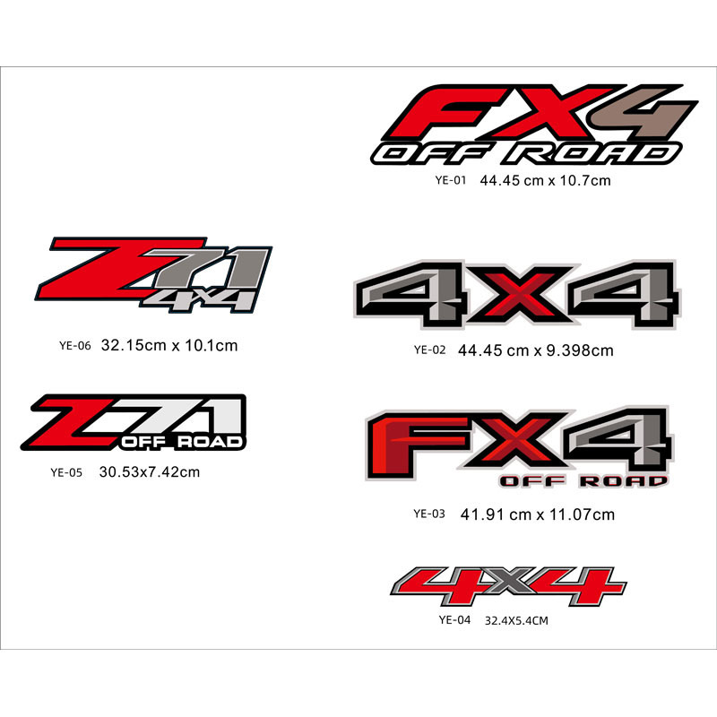 Comercio electrónico transfronterizo 4x4 pegatinas de coche todoterreno pegatinas de cola de coche modificadas FX4 calcomanías decorativas impresión en color de camión talla