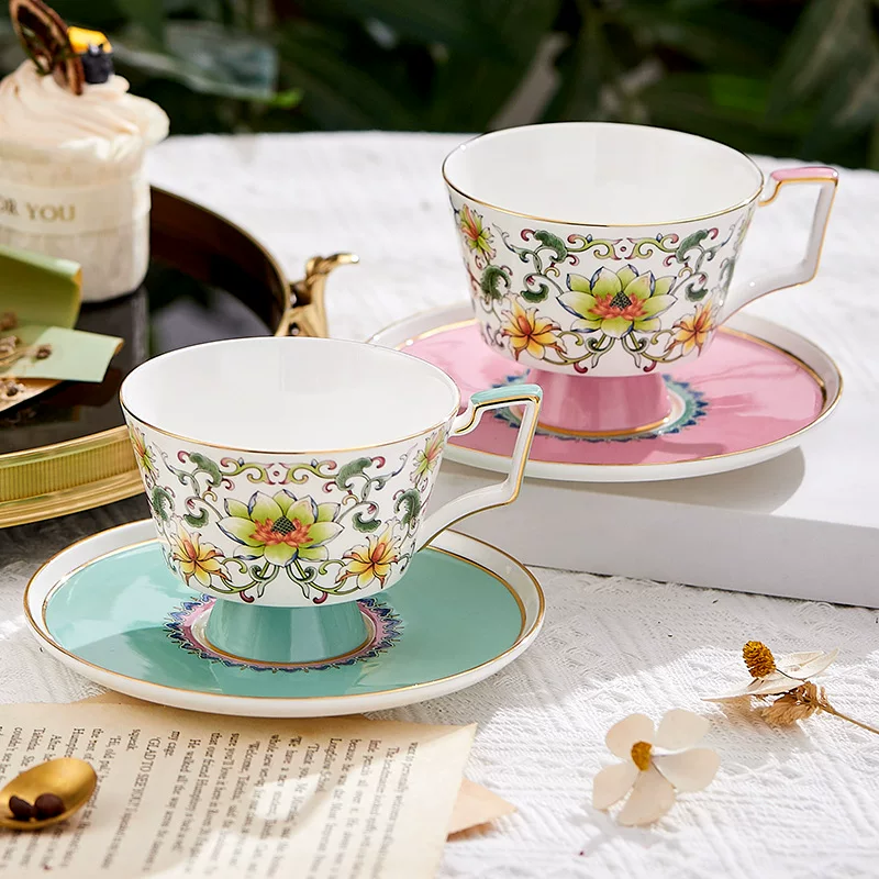 Coffee set, luxurious ceramic afternoon tea, tea cup