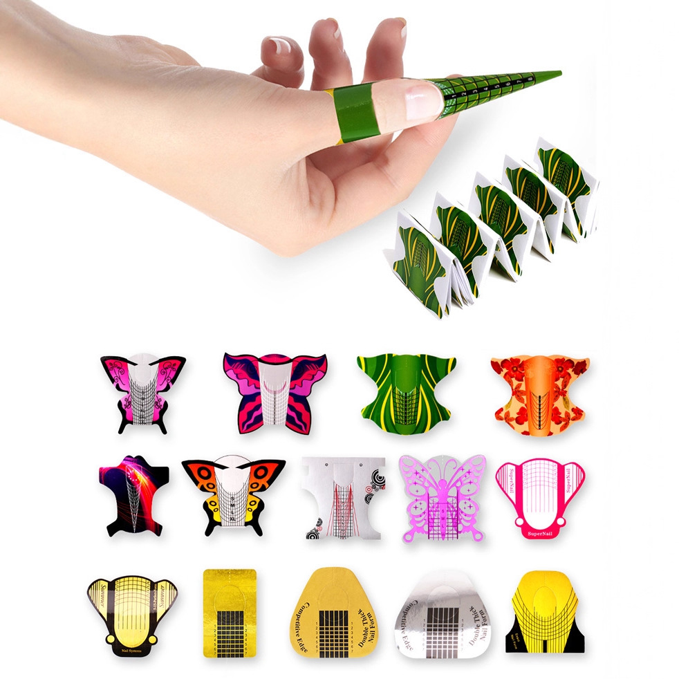 Soporte de papel de extensión de Arte de uñas 20 piezas 100 piezas de fototerapia de uñas Soporte de papel de uñas de cristal cuadrado Soporte de papel de mariposa al por mayor