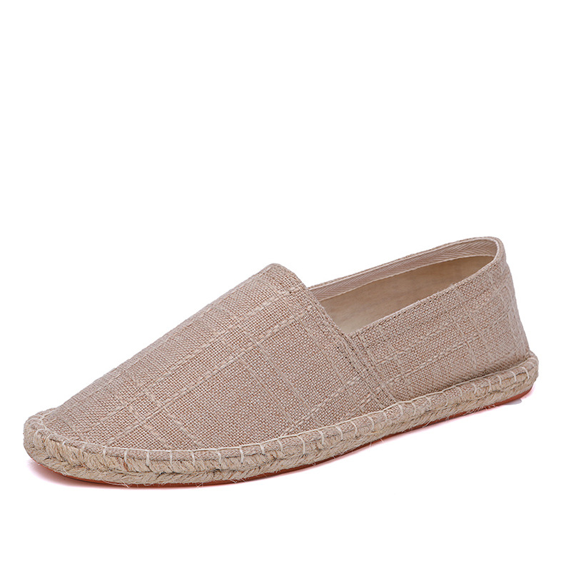 Nueva fábrica directa moda casual hombre y mujer zapatos de tela de paja zapatos pescadores de un pedazo de lona transpirables zapatos perezosos