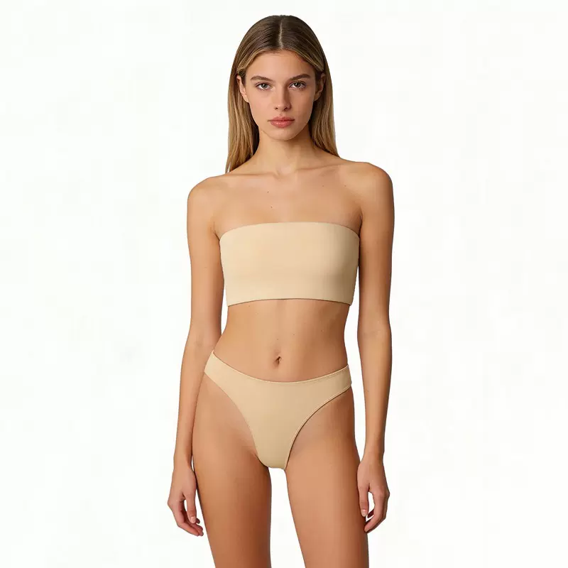 SK卡戴家无胸垫无肩带一片式性感抹胸高弹透气无痕裹胸文胸套装