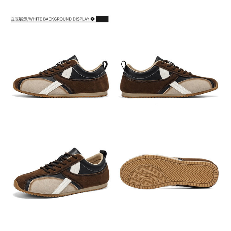 Giày sneaker nam , da tổng hợp phối lưới, đế cao 2,5 cm, buộc dây — Màu cà phê đậm chi tiết 16