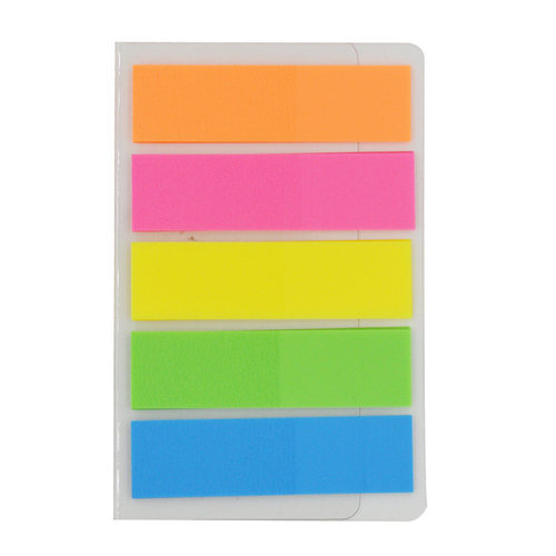 Deli 9063 fluorescent film indicator label classification stickers 5 colors colorful fluorescent classification label paper