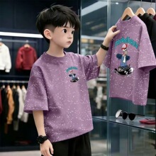 100%纯棉儿童满天星短袖T夏季新款男女童上衣中大童休闲百搭打底