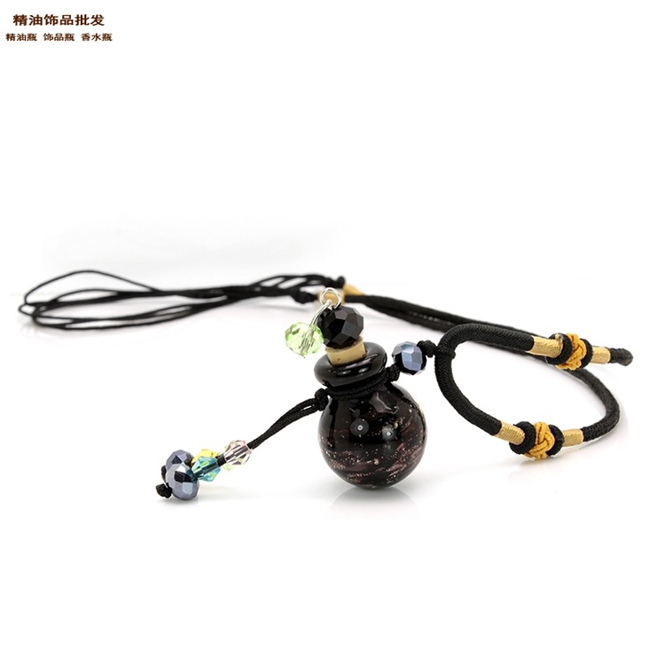 精油饰品网睿智黑球形夜光金沙细双扣绳项链2.jpg
