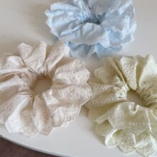 清新绿色芭蕾风蕾丝花边大号大肠圈春季头花温柔百搭发圈发绳甜美