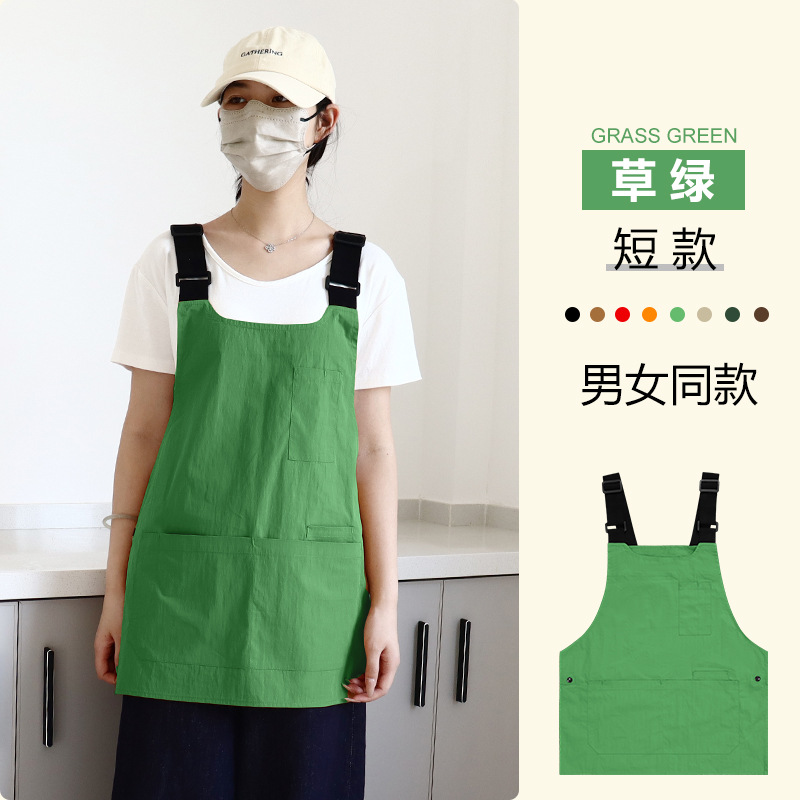 Comercio exterior delantal de lona impermeable logotipo personalizado sala de arte barista ropa de trabajo caballo clip delantal casero chaleco