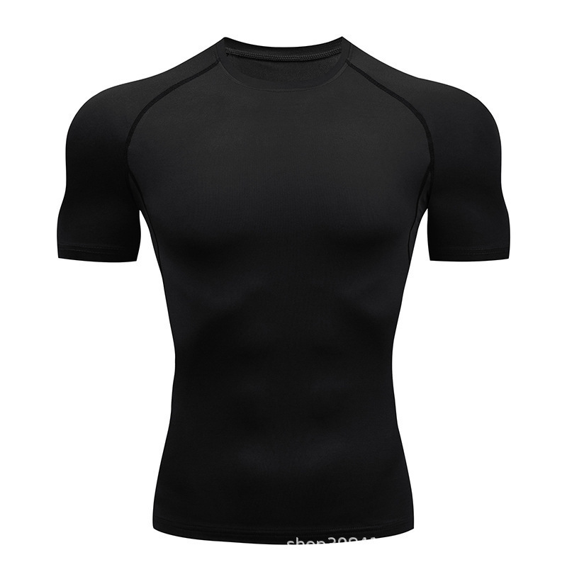 Fitness hombre camiseta de cuello redondo de baloncesto camiseta de fútbol de compresión de manga corta blanco rojo