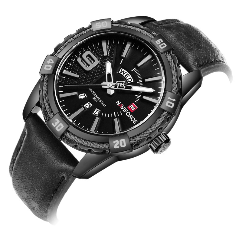 NAVIFORCE Lingxiang 9117L moda impermeable reloj deportivo calendario estilo coreano estudiante cinturón hombres reloj de cuarzo