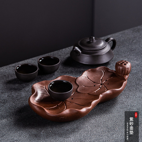 Chinese water storage type purple sand dry gun tea tray home creative simple ceramic integrated drainage tea table tea tray