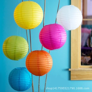 20CM colorful fashion Wedding Paper Lantern lampshade pendant personalized shopping mall kindergarten home window decoration