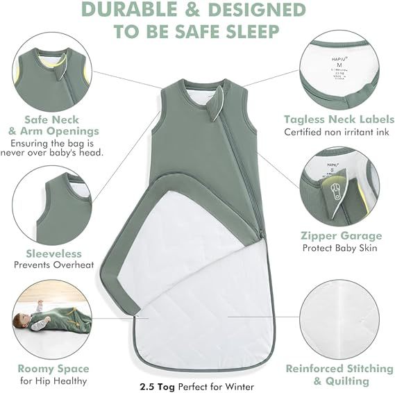 Amazon popular engrosada fibra de bambú saco de dormir del bebé acolchado cálido invierno saco de dormir del bebé