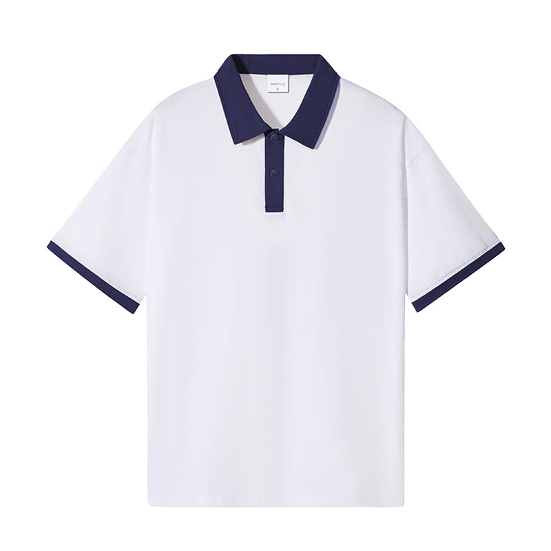 Tallas europeas y americanas, estilo retro americano, mangas raglán, camiseta holgada de algodón puro con cuello, polo de marca de moda, personalizable