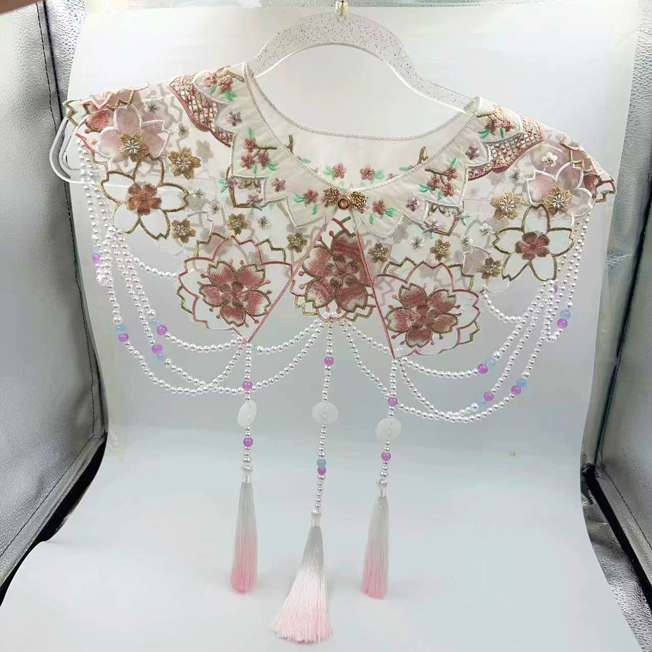 Облачное плечо модное платье из конского лица с вышивкой кисточкой поддельный воротник ретро шаль