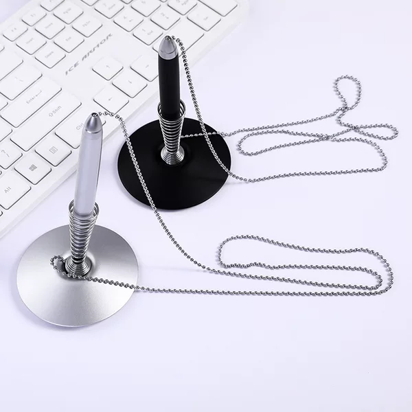 Manufacturer Wholesale Spring Chain Desk Pen Office Stationery Metal Signature Pen Engraved Logo Creative Advertising Gift Pen