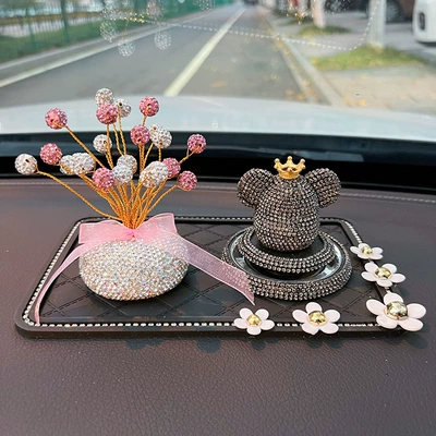 Perfplant seat center console decoration couple creative - gray-pink-starry-camellia-pad
