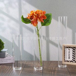 High Borosilicate Transparent Small Diameter Glass Vase, Bubble-Free and High Temperature Resistant Cylindrical Straight Vase for a Bunch of Flowers and a Flower