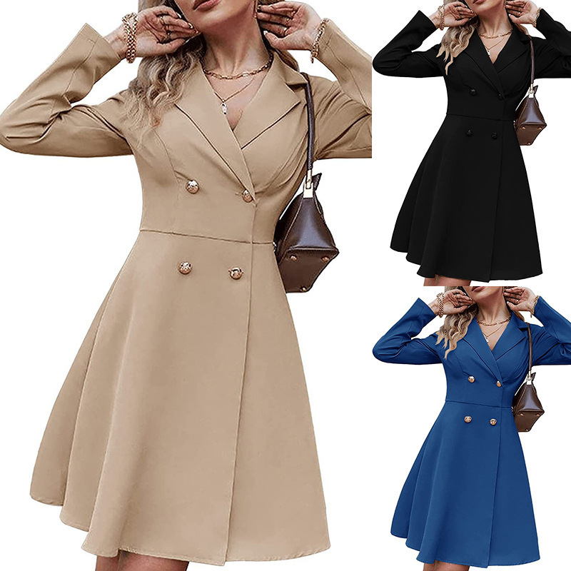 Damen Trenchcoat Mit Doppelknopfleiste Für Frühling Und Herbst_voghion.com
