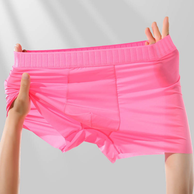 Manufacturer's Ice Silk Men's Underwear, Seamless and Breathable Summer Boxer Briefs, Mulberry Silk Crotch Comfortable Boxer Briefs