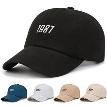 新款鸭舌帽女夏加宽帽檐棒球帽显脸小刺绣1987男ins潮流韩版帽子