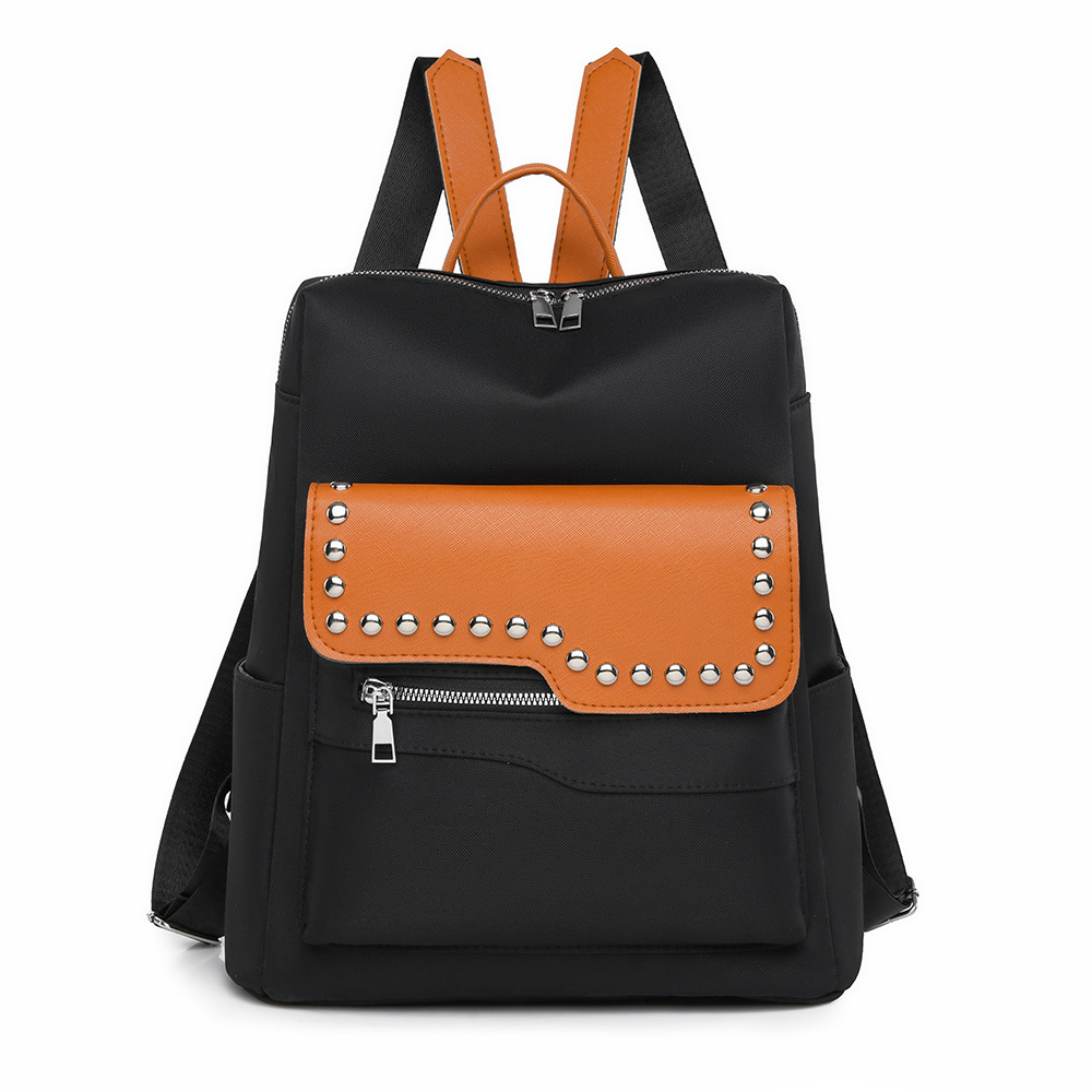 Nueva mochila con remaches para mujer de color en contraste, mochila de viaje simple y versátil de gran capacidad, mochila de viaje al aire libre, al por mayor