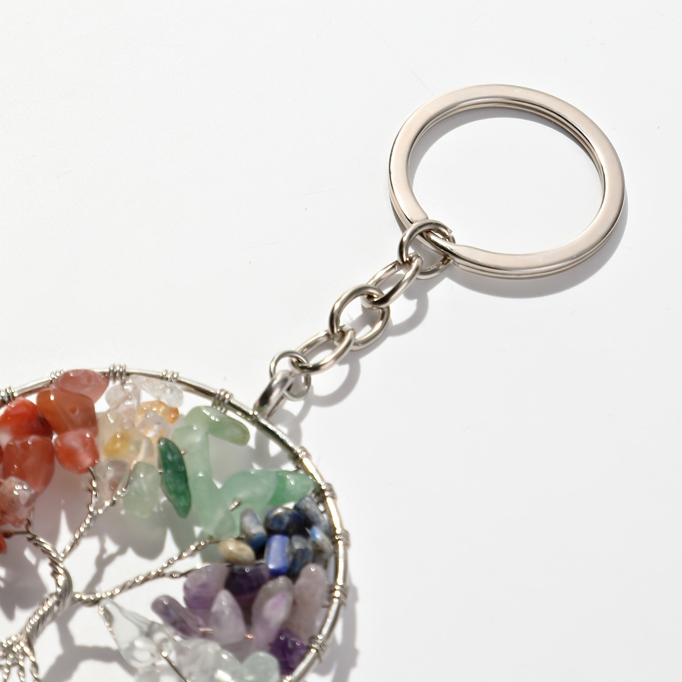 Simple Style Style Simple Style Life Tree Natural Stone Copper Wire Unisex Bag Pendant Keychain