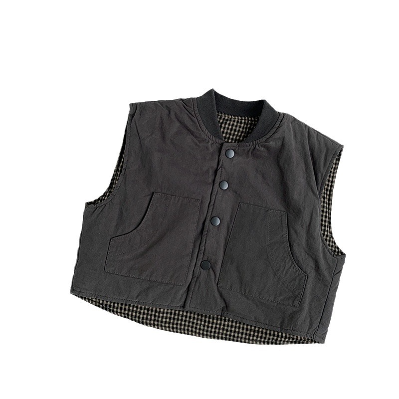 Chaleco de algodón de doble cara 2025, nuevo invierno para niños y niñas, chaleco caliente para niños pequeños y medianos, moda coreana